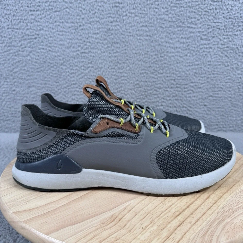 Olukai Nihoa Li Mens Size 10.5 Gray Boat Beach Comfort Lace Up Lightweight Shoes